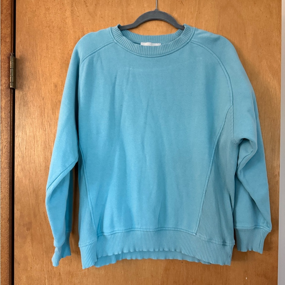 Zenana Outfitters Light Blue Ribbed Crewneck